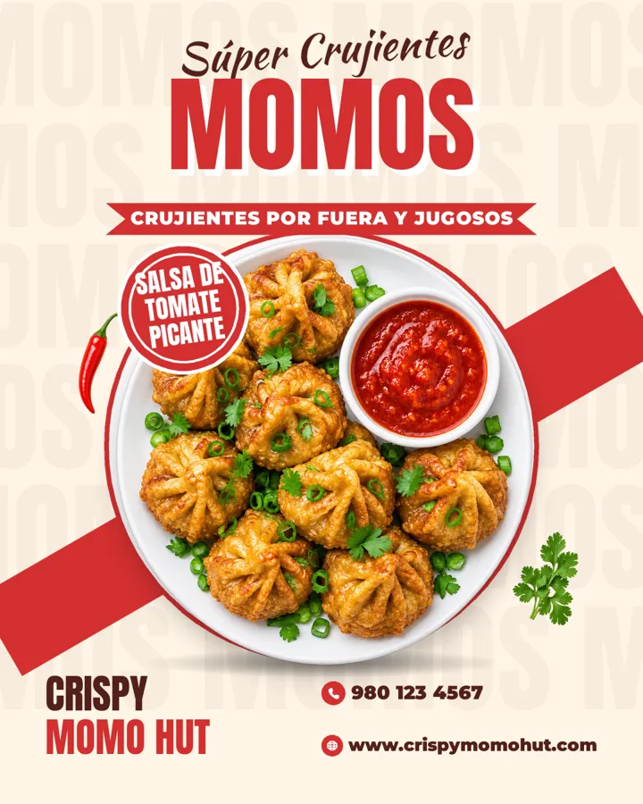 Volante generado con IA para comida al paso