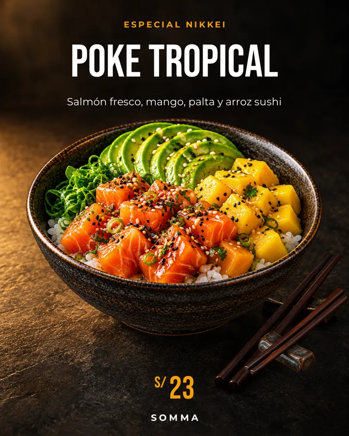 Volante generado con IA para cocina nikkei