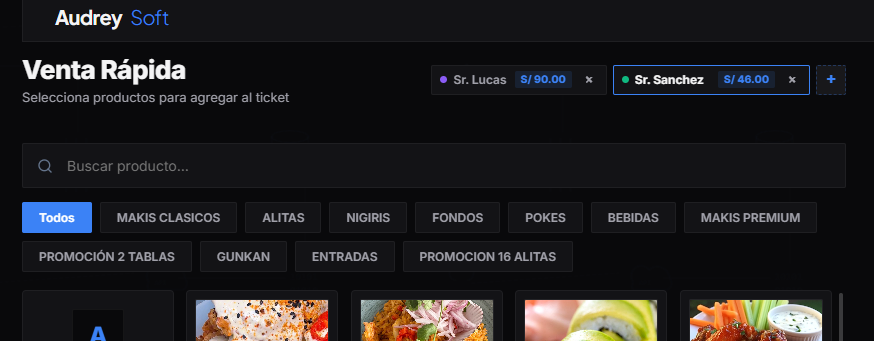Sistema de punto de venta con atención de cuentas en simultáneo